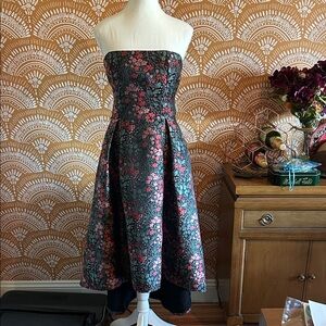 Hutch Floral Jacquard Strapless Dress